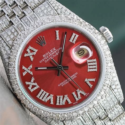 iced bezel red face rolex day date 2 replica|iced out rolex watches.